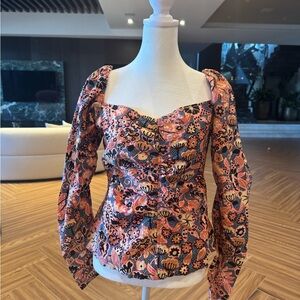 A.L.C. Multicolor Floral Puff Sleeve Blouse